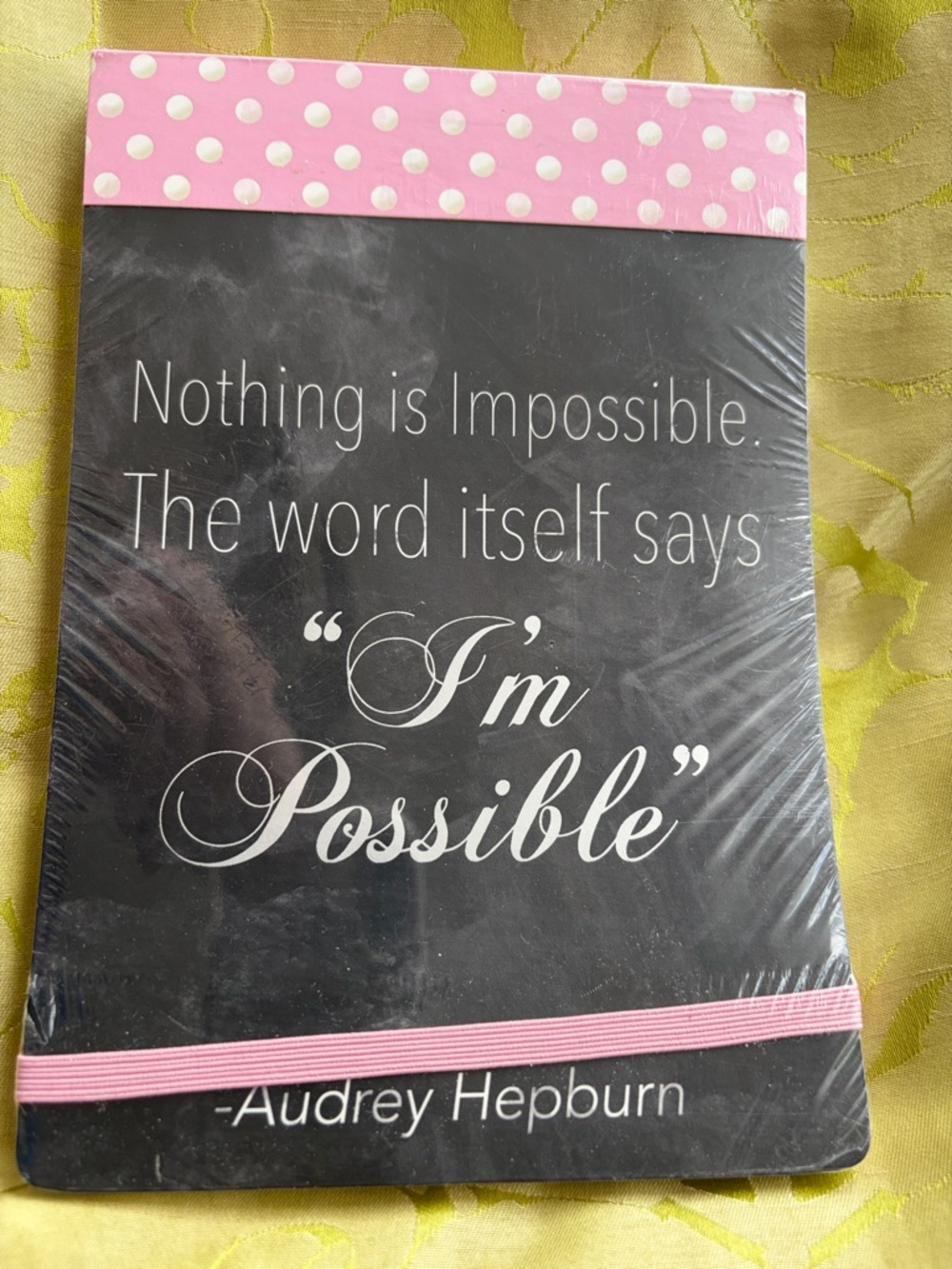 Inspirational Audrey Hepburn Quote Notebook - Black & Pink